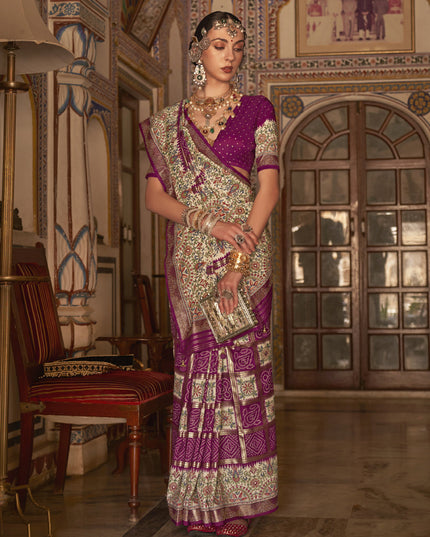 Magenta Silk Embellished Saree