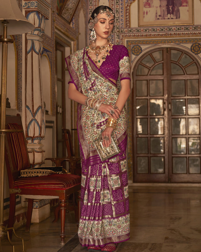 Magenta Silk Embellished Saree
