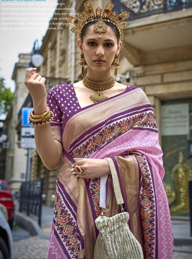 Pink Silk Printed Designer Saree