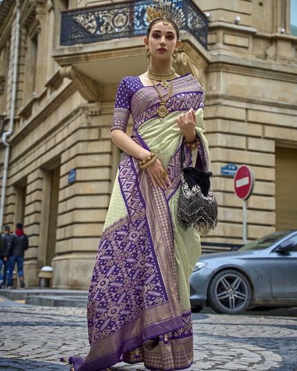 Pista Green Silk Printed Designer Saree