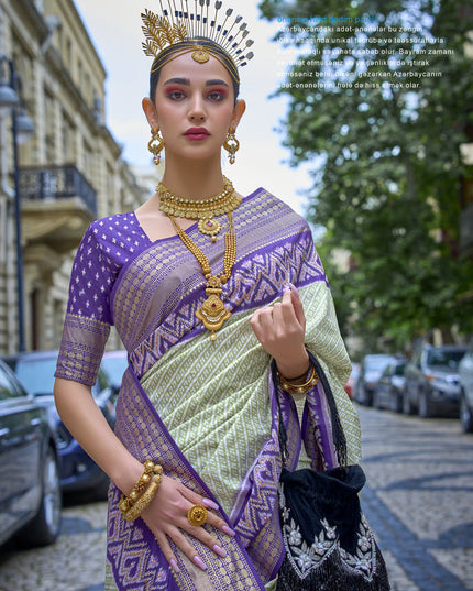 Pista Green Silk Printed Designer Saree