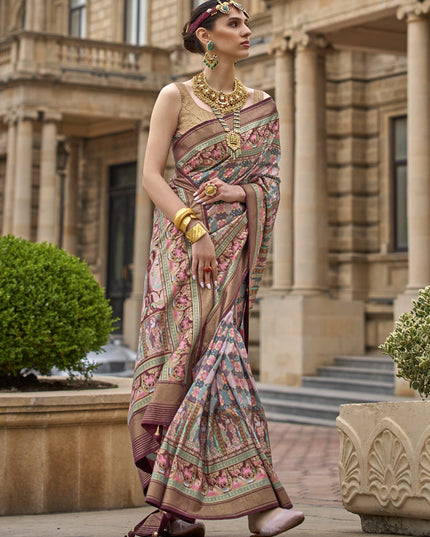 Multicolor Embellished Silk Saree
