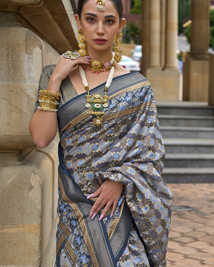 Multicolor Embellished Silk Saree