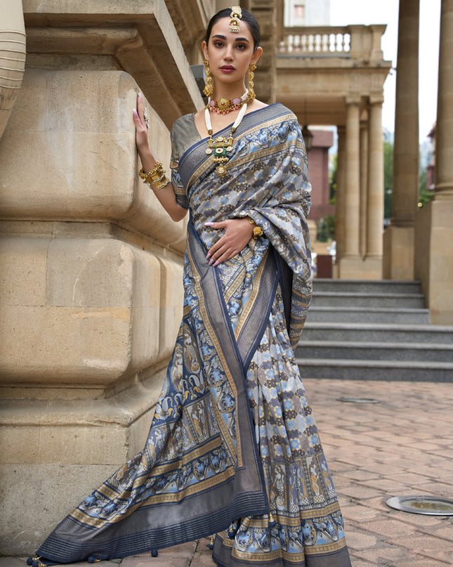 Multicolor Embellished Silk Saree