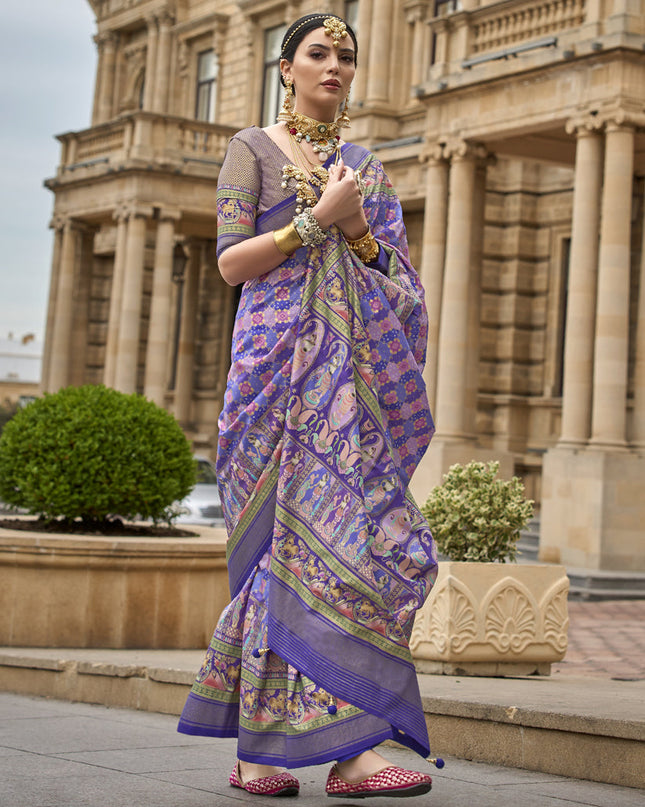 Multicolor Embellished Silk Saree