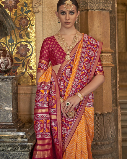 Golden Yellow Banarasi Weaving Silk Saree for Wedding