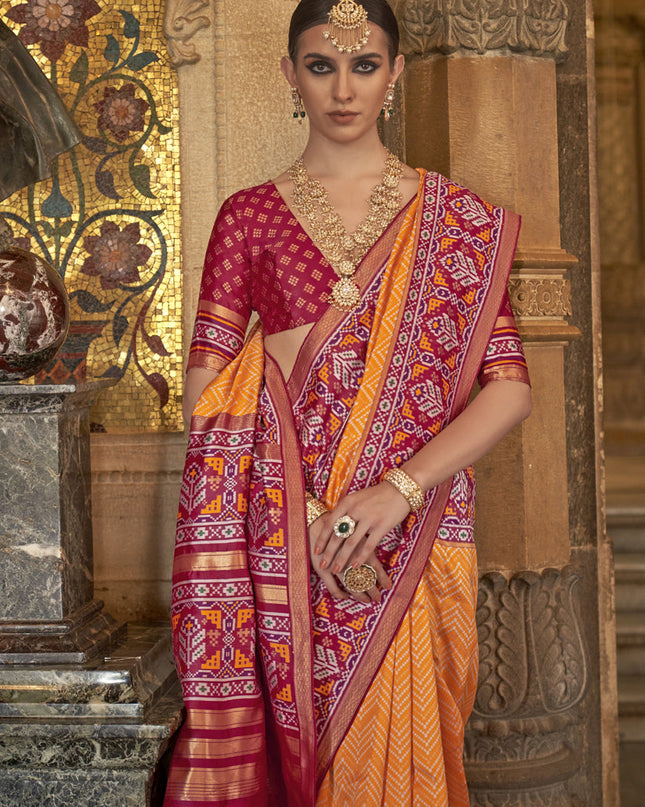 Golden Yellow Banarasi Weaving Silk Saree for Wedding