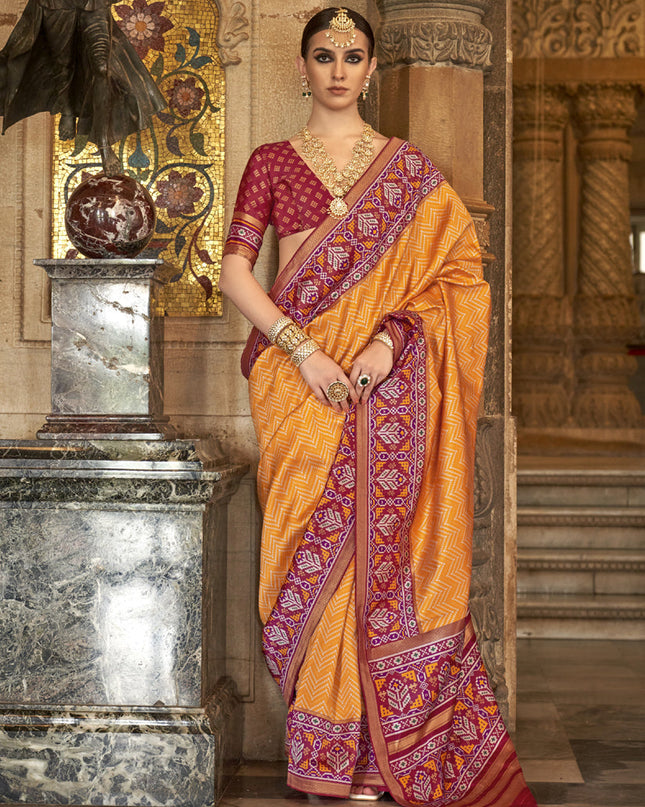 Golden Yellow Banarasi Weaving Silk Saree for Wedding