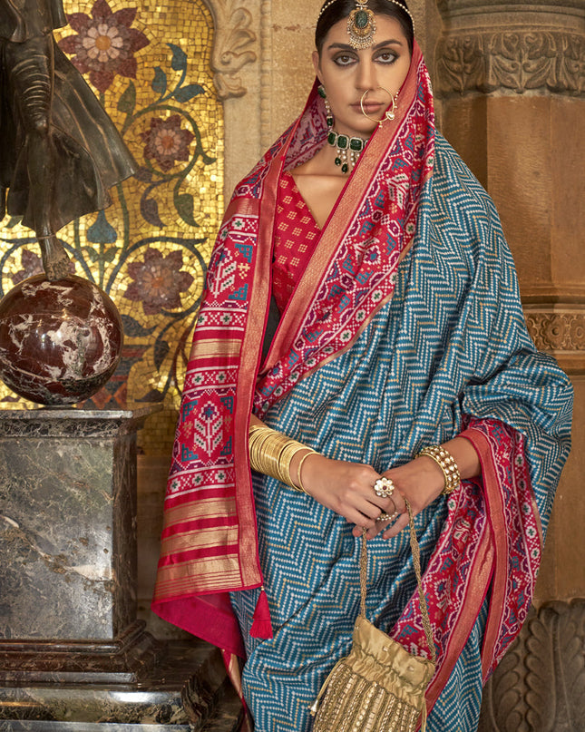 Azure Blue Banarasi Weaving Silk Saree for Ceremonial