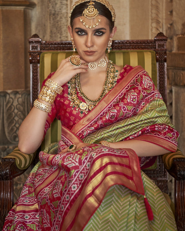 Pear Green Banarasi Weaving Silk Saree for Wedding