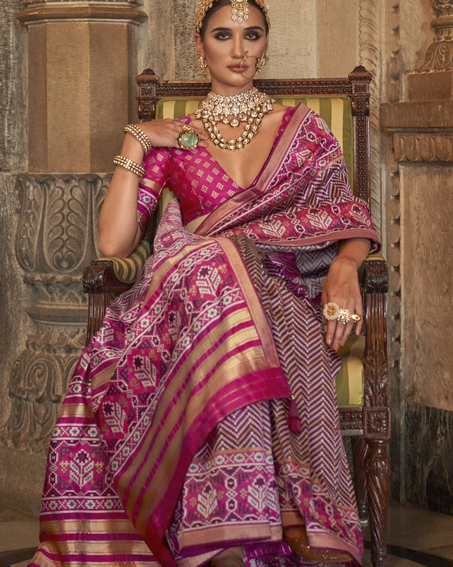 Magenta Banarasi Weaving Silk Saree for Ceremonial