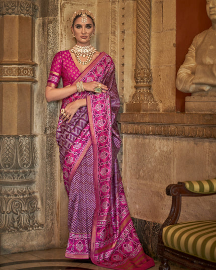 Magenta Banarasi Weaving Silk Saree for Ceremonial