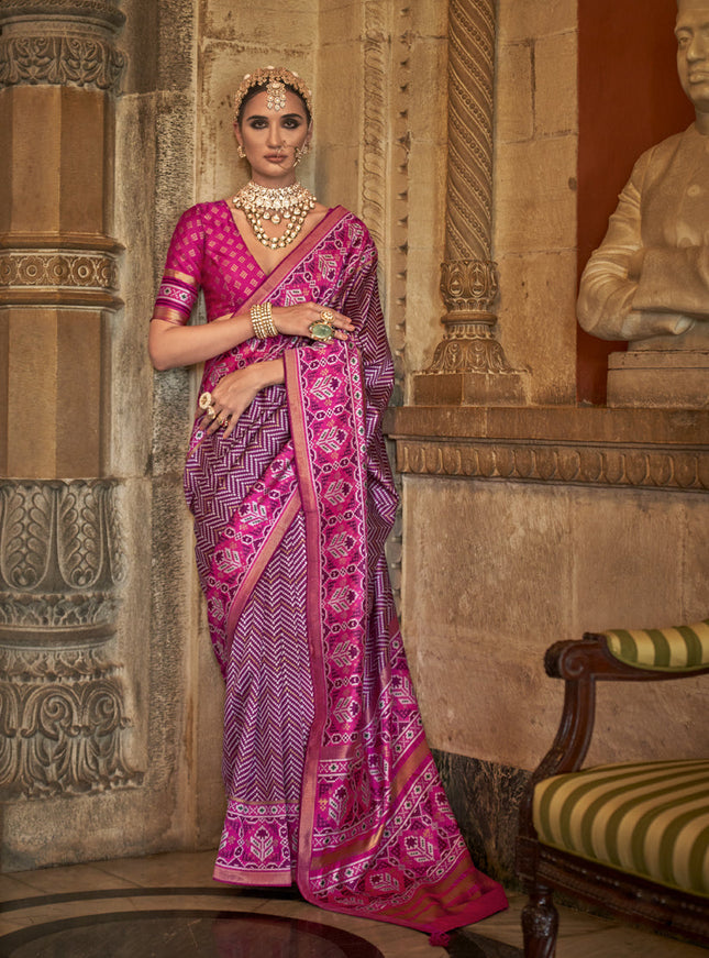 Magenta Banarasi Weaving Silk Saree for Ceremonial