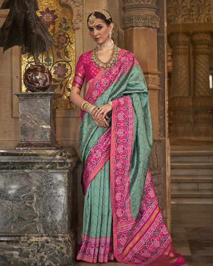 Rama Green Banarasi Weaving Silk Saree for Wedding
