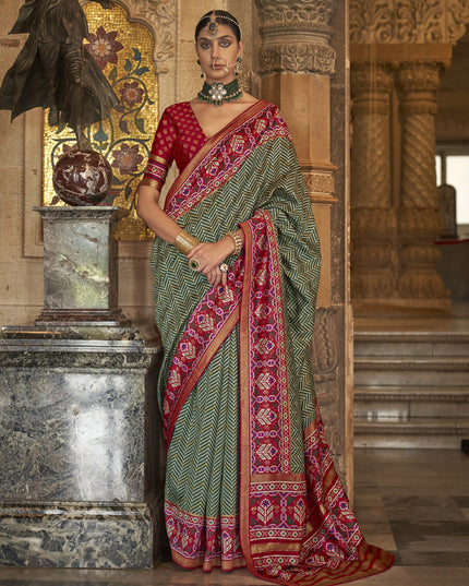 Forest Green Banarasi Weaving Silk Saree for Wedding