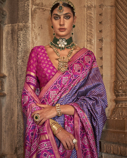 Purple Banarasi Weaving Silk Saree for Ceremonial