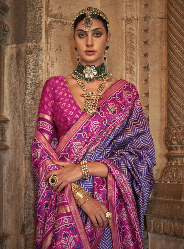 Purple Banarasi Weaving Silk Saree for Ceremonial