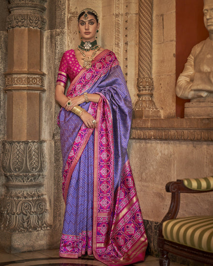 Purple Banarasi Weaving Silk Saree for Ceremonial