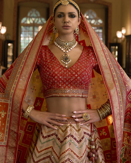 Multicolor Rajwadi Silk Embellished Designer Lehenga Choli