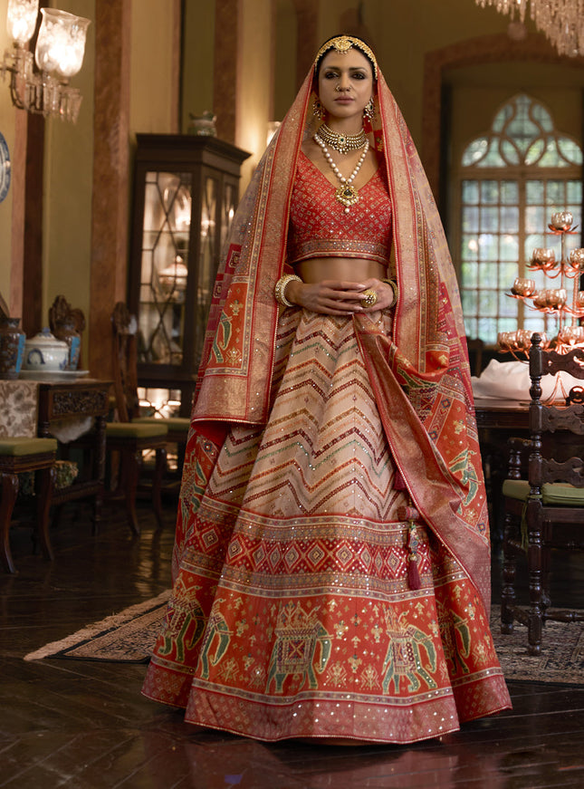 Multicolor Rajwadi Silk Embellished Designer Lehenga Choli