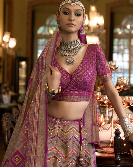 Multicolor Rajwadi Silk Embellished Designer Lehenga Choli