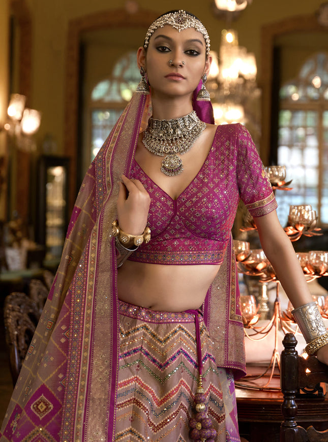 Multicolor Rajwadi Silk Embellished Designer Lehenga Choli