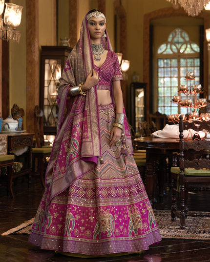 Multicolor Rajwadi Silk Embellished Designer Lehenga Choli