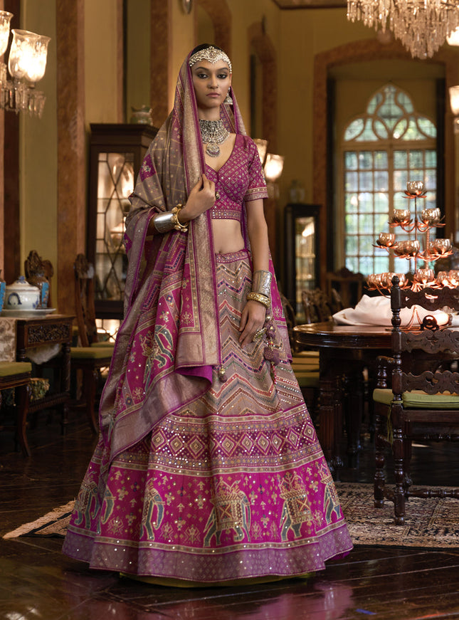 Multicolor Rajwadi Silk Embellished Designer Lehenga Choli