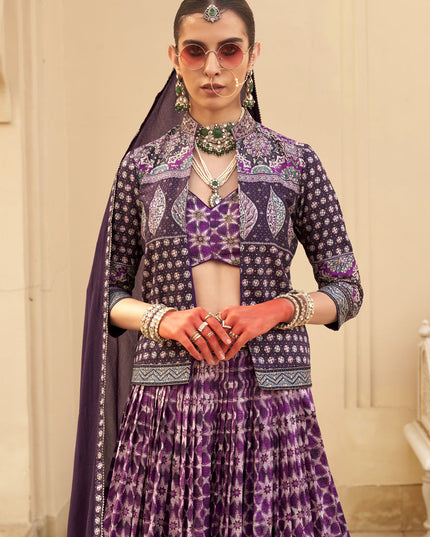 Magenta Viscose Silk Designer Lehenga Choli with Jacket