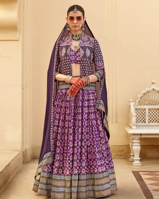 Magenta Viscose Silk Designer Lehenga Choli with Jacket