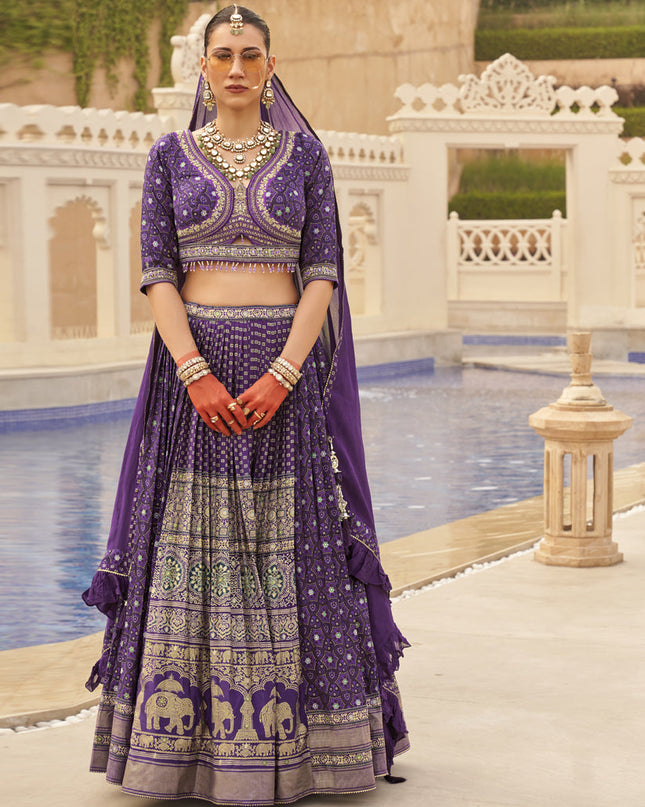 Purple Viscose Silk Designer Lehenga Choli
