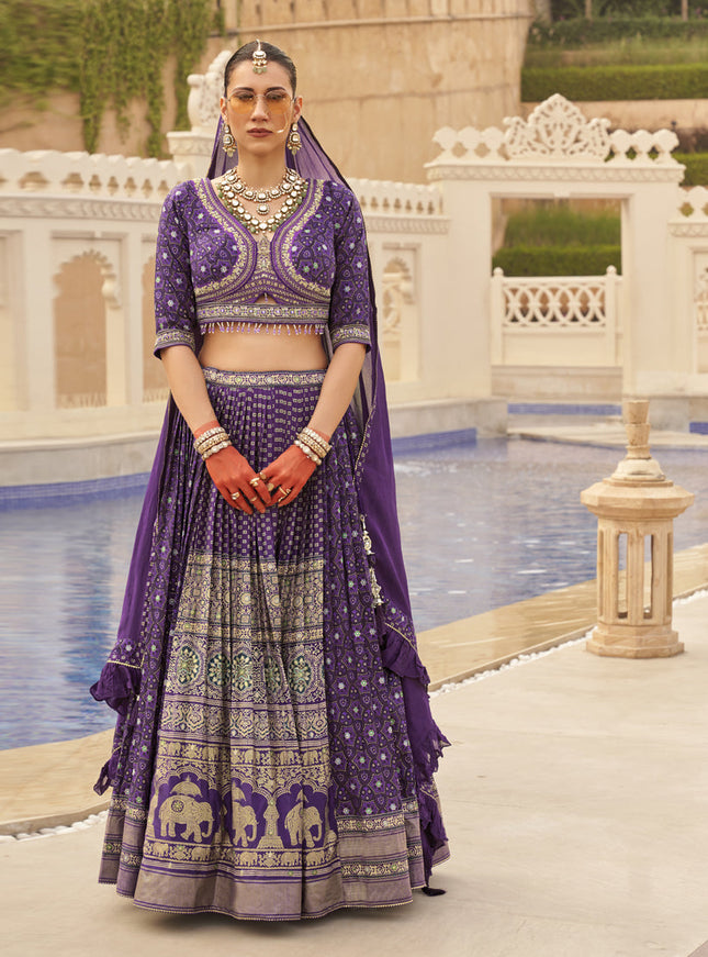 Purple Viscose Silk Designer Lehenga Choli