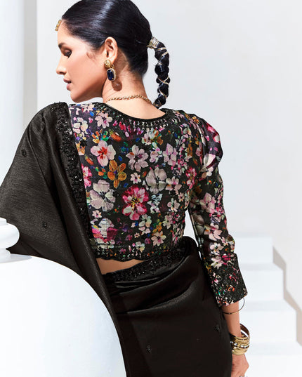 Black Organza Embellished Designer Saree