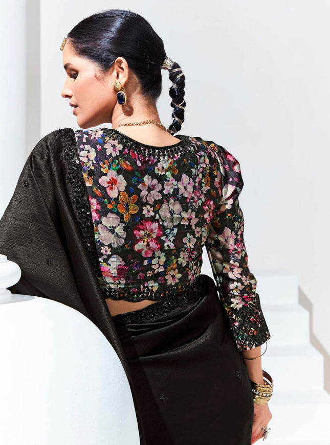 Black Organza Embellished Designer Saree