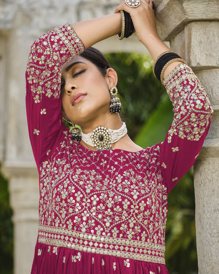 Rani Pink Pure Faux Georgette Palazzo Kameez Suit