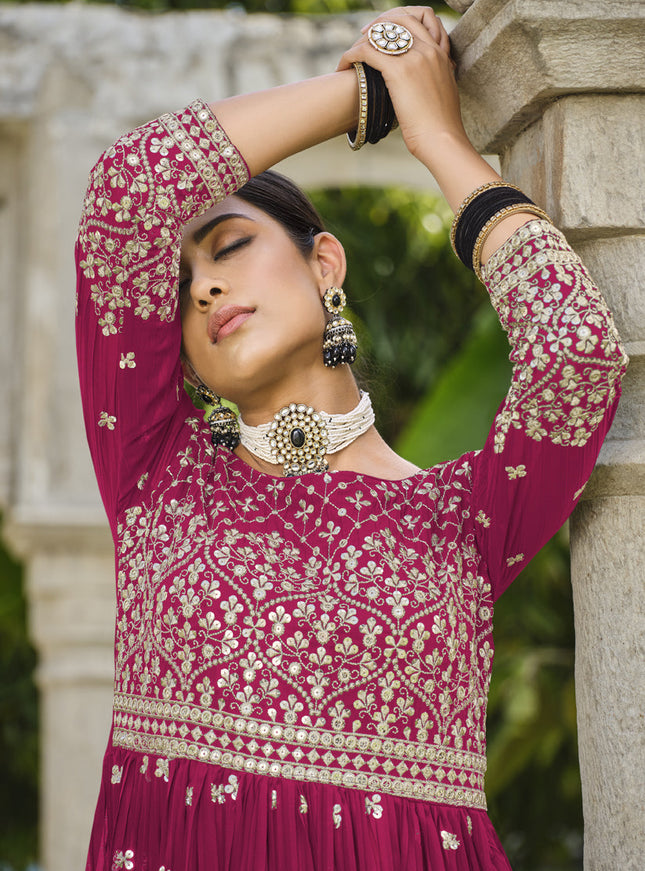 Rani Pink Pure Faux Georgette Palazzo Kameez Suit