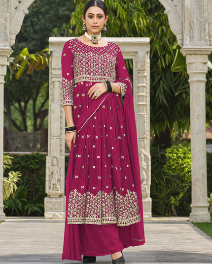 Rani Pink Pure Faux Georgette Palazzo Kameez Suit