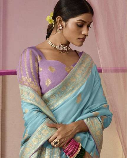 Breeze Blue Dola Viscose Silk Woven Wedding Saree