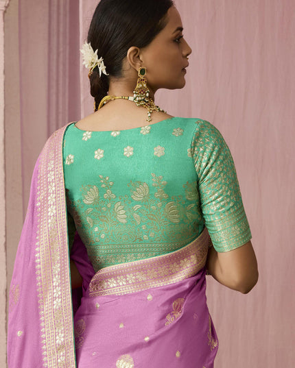 Onion Pink Dola Viscose Silk Woven Wedding Saree