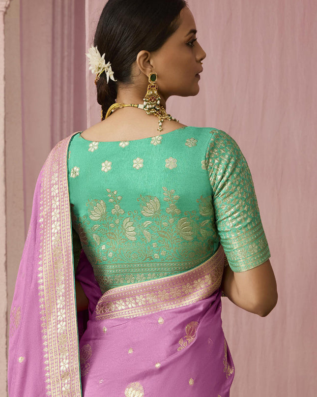 Onion Pink Dola Viscose Silk Woven Wedding Saree