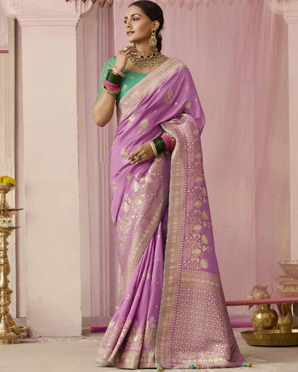 Onion Pink Dola Viscose Silk Woven Wedding Saree