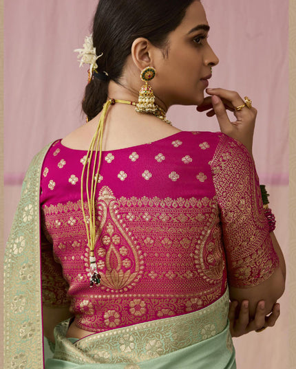 Pastel Green Dola Viscose Silk Woven Wedding Saree
