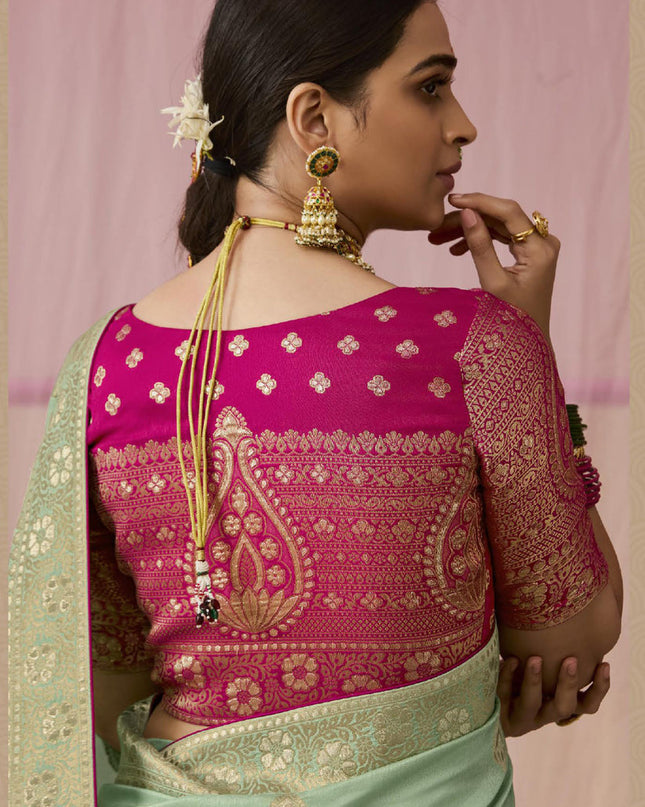 Pastel Green Dola Viscose Silk Woven Wedding Saree