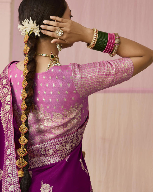 Magenta Dola Viscose Silk Woven Wedding Saree