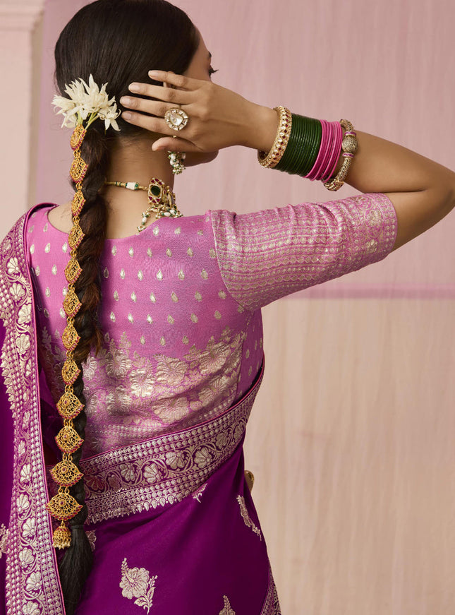 Magenta Dola Viscose Silk Woven Wedding Saree