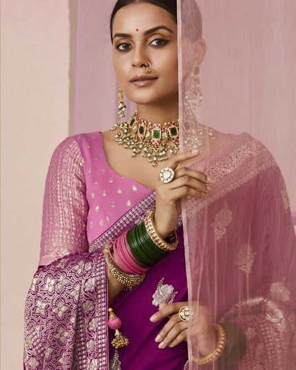 Magenta Dola Viscose Silk Woven Wedding Saree