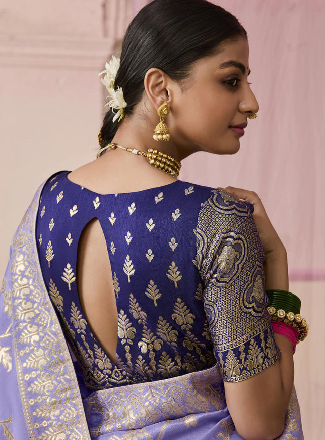 Lavender Dola Viscose Silk Woven Wedding Saree