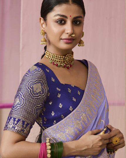 Lavender Dola Viscose Silk Woven Wedding Saree