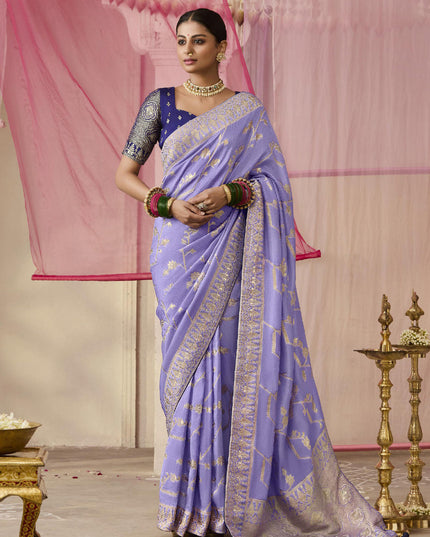 Lavender Dola Viscose Silk Woven Wedding Saree