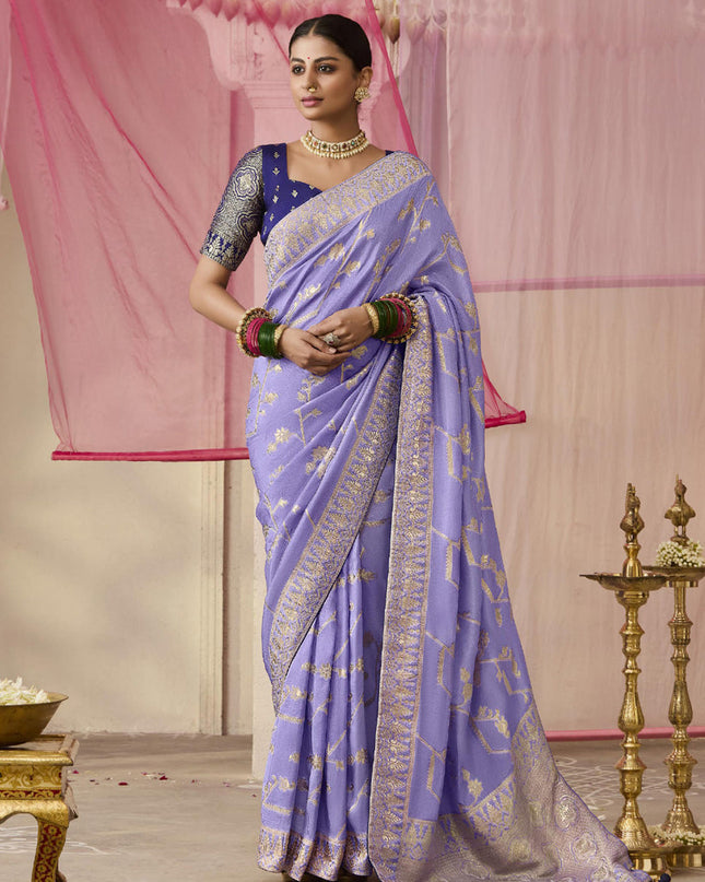 Lavender Dola Viscose Silk Woven Wedding Saree